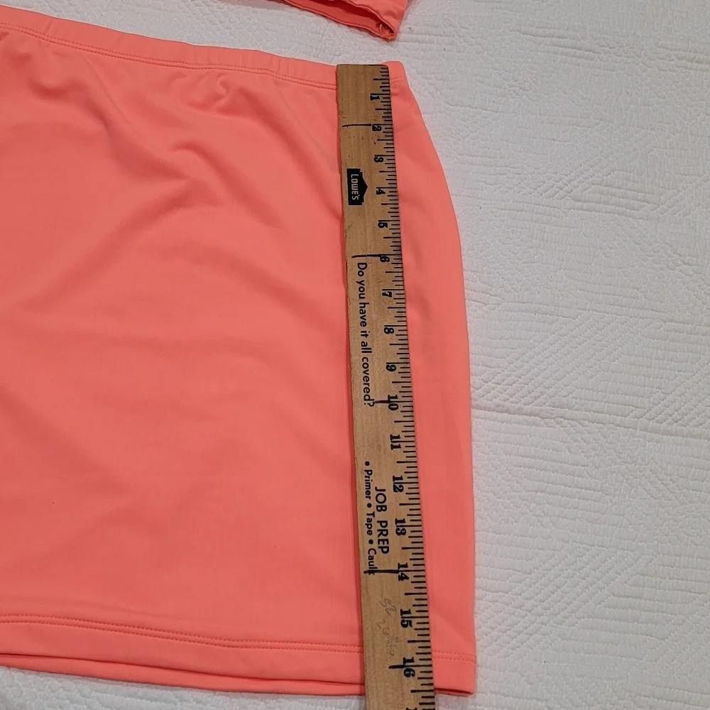Salty 2 Peice Swimwear Resort Wear One Shoulder Crop Top Mini Skirt Coral L - Picture 13 of 14